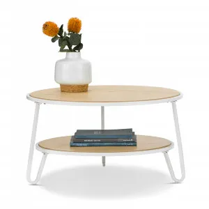 Macy Round 2 Tier Oak Coffee Table, White by L3 Home, a Coffee Table for sale on Style Sourcebook