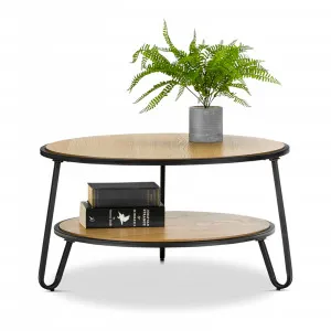 Macy Round 2 Tier Oak Coffee Table, Black by L3 Home, a Coffee Table for sale on Style Sourcebook