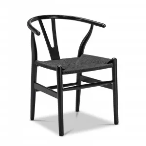 Arche Set of 2 Solid Ashwood Woven Cord Dining Chair, Black by L3 Home, a Dining Chairs for sale on Style Sourcebook