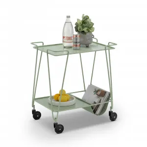 Kian Steel Bar Cart, Sage Green by L3 Home, a Sideboards, Buffets & Trolleys for sale on Style Sourcebook