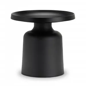Palemo Round Pedestal Tray Side Table, Matte Black by L3 Home, a Side Table for sale on Style Sourcebook