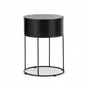 Nyah Round Storage Side Table, Matte Black by L3 Home, a Side Table for sale on Style Sourcebook