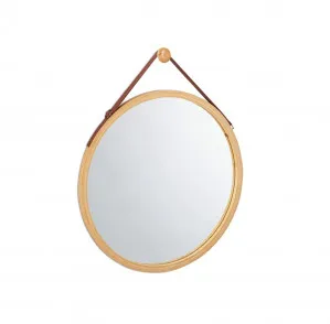 Round Bamboo Frame and Leather Strap Wall Mirror 38cm / 45cm 38cm by Luxe Mirrors, a Mirrors for sale on Style Sourcebook