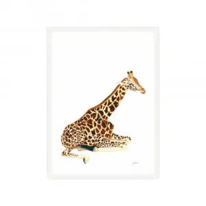 Geoffrey the Baby Giraffe Fine Art Print | FRAMED White Boxed Frame A3 (29.7cm x 42cm) by Luxe Mirrors, a Artwork & Wall Decor for sale on Style Sourcebook