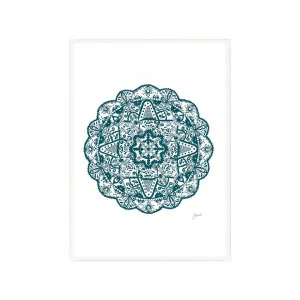 Marrakesh Mandala in Teal Fine Art Print | FRAMED White Boxed Frame A3 (29.7cm x 42cm) by Luxe Mirrors, a Artwork & Wall Decor for sale on Style Sourcebook