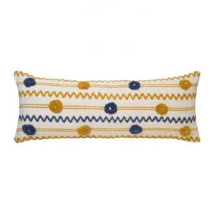 Korina Cotton Lumbar Cushion, Yellow / Blue by j.elliot HOME, a Cushions, Decorative Pillows for sale on Style Sourcebook