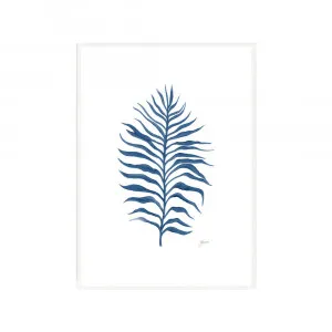 Tropical Fine Living Leaf in Navy Blue Fine Art Print | FRAMED White Boxed Frame A3 (29.7cm x 42cm) by Luxe Mirrors, a Artwork & Wall Decor for sale on Style Sourcebook