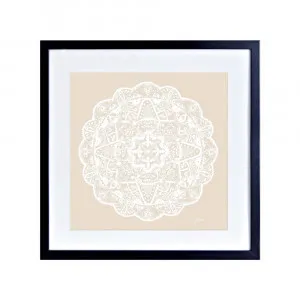 Marrakesh Mandala in Ivory Solid Fine Art Print | FRAMED Black Boxed Frame Square (30cm x 30cm) With White Border by Luxe Mirrors, a Artwork & Wall Decor for sale on Style Sourcebook