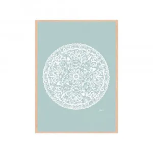 Sahara Mandala in Haze Solid Fine Art Print | FRAMED Tasmanian Oak Boxed Frame A3 (29.7cm x 42cm) With White Border by Luxe Mirrors, a Artwork & Wall Decor for sale on Style Sourcebook