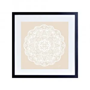 Marrakesh Mandala in Ivory Solid Fine Art Print | FRAMED Black Boxed Frame Square (30cm x 30cm) No White Border by Luxe Mirrors, a Artwork & Wall Decor for sale on Style Sourcebook