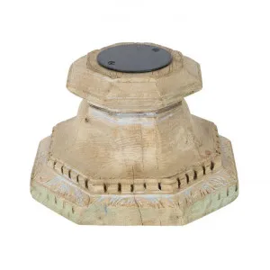 Tepi Carved Teak Timber Pedestal Candle Stand by Florabelle, a Candle Holders for sale on Style Sourcebook
