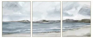 Beachside Stroll' Three Piece Canvas in Natural Frame by Style My Home, a Painted Canvases for sale on Style Sourcebook