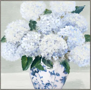 Hamptons Hydrangea' Canvas in Antique Silver Frame by Style My Home, a Painted Canvases for sale on Style Sourcebook