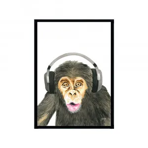 Kelvin the Music Monkey Fine Art Print | FRAMED Black Boxed Frame A3 (29.7cm x 42cm) by Luxe Mirrors, a Artwork & Wall Decor for sale on Style Sourcebook
