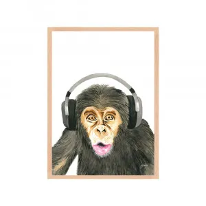Kelvin the Music Monkey Fine Art Print | FRAMED Tasmanian Oak Boxed Frame A3 (29.7cm x 42cm) by Luxe Mirrors, a Artwork & Wall Decor for sale on Style Sourcebook