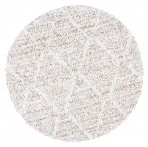 Effete Beige Shaggy Aztec Round Rug by Wild Yarn, a Shag Rugs for sale on Style Sourcebook