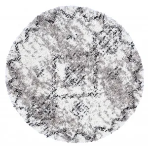 Effete Grey Shaggy Aztec Round Rug by Wild Yarn, a Shag Rugs for sale on Style Sourcebook