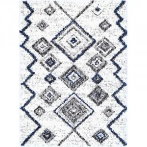 Effete Steel Shaggy Aztec Rug by Wild Yarn, a Shag Rugs for sale on Style Sourcebook