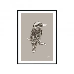 Kookaburra Australian Bird in Pine Cone Fine Art Print | FRAMED Black Boxed Frame A3 (29.7cm x 42cm) by Luxe Mirrors, a Artwork & Wall Decor for sale on Style Sourcebook