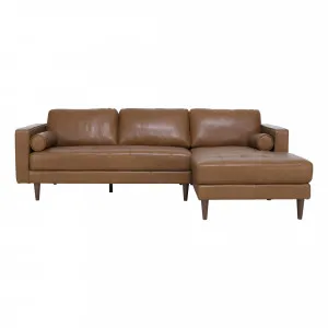 Kobe 3 Seater Sofa + Chaise RHF in Missouri Leather Brown by OzDesignFurniture, a Sofas for sale on Style Sourcebook