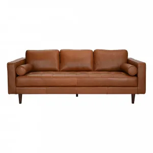 Kobe 3 Seater Sofa in Missouri Leather Brown by OzDesignFurniture, a Sofas for sale on Style Sourcebook