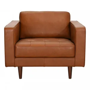 Kobe Armchair in Missouri Leather Brown by OzDesignFurniture, a Chairs for sale on Style Sourcebook