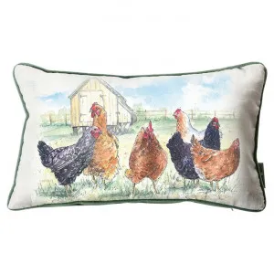 Poyston Watercolour Lumbar Cushion, Farm Hens by Casa Bella, a Cushions, Decorative Pillows for sale on Style Sourcebook