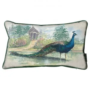Poyston Watercolour Lumbar Cushion, Peacock by Casa Bella, a Cushions, Decorative Pillows for sale on Style Sourcebook
