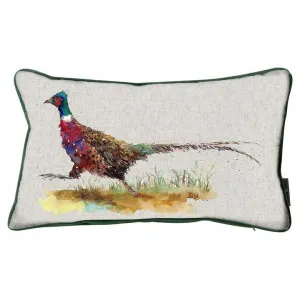 Poyston Watercolour Lumbar Cushion, Pheasant by Casa Bella, a Cushions, Decorative Pillows for sale on Style Sourcebook