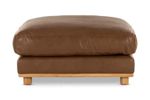 Nevada Leather Modern Ottoman, Tan, by Lounge Lovers by Lounge Lovers, a Ottomans for sale on Style Sourcebook