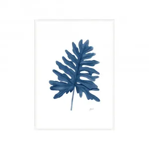 Philodendron Living in Navy Blue Fine Art Print | FRAMED White Boxed Frame A3 (29.7cm x 42cm) by Luxe Mirrors, a Artwork & Wall Decor for sale on Style Sourcebook