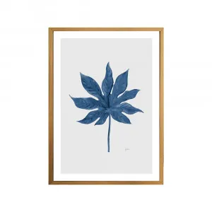Aralia Living Leaf in Navy Blue with Whisper Grey Fine Art Print | FRAMED Tasmanian Oak Boxed Frame A2 Poster (42cm x 59.4cm) by Luxe Mirrors, a Artwork & Wall Decor for sale on Style Sourcebook