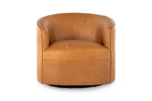 Autumn Swivel Leather Classic Accent Chair, Tan, by Lounge Lovers by Lounge Lovers, a Chairs for sale on Style Sourcebook