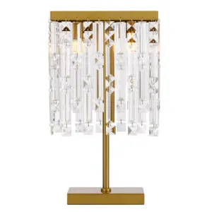 Cerone Metal & Crystal Droplet Table Lamp, Antique Gold / Clear by Telbix, a Table & Bedside Lamps for sale on Style Sourcebook