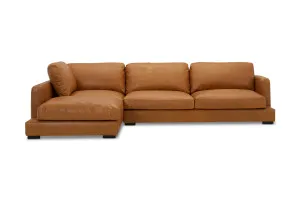 Long Beach Leather Left-Hand Corner Sofa, Tan, by Lounge Lovers by Lounge Lovers, a Sofas for sale on Style Sourcebook