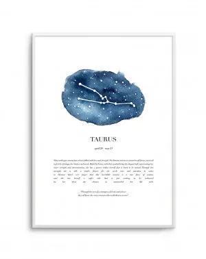 Taurus | Watercolour Zodiac by oliveetoriel.com, a Prints for sale on Style Sourcebook