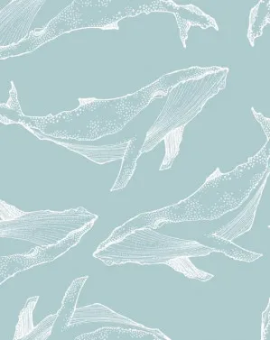 Whale Illustration | Seafoam Wallpaper by oliveetoriel.com, a Wallpaper for sale on Style Sourcebook