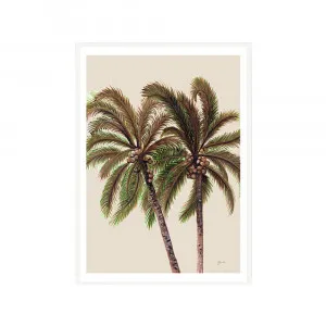 Palm Breeze Duo in Ivory Fine Art Print | FRAMED White Boxed Frame A3 (29.7cm x 42cm) With White Border by Luxe Mirrors, a Artwork & Wall Decor for sale on Style Sourcebook