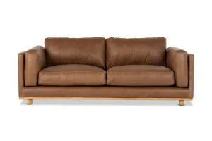 Nevada 3 Seat Leather Sofa, Tan, by Lounge Lovers by Lounge Lovers, a Sofas for sale on Style Sourcebook