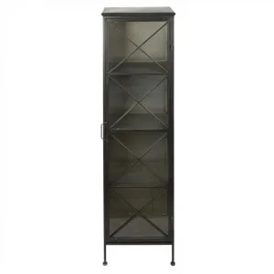 Hoover Industrial Iron 1 Door Display Cabinet, Distressed Black by Casa Uno, a Cabinets, Chests for sale on Style Sourcebook