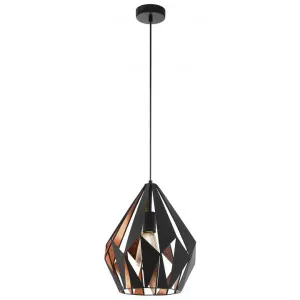 Carlton Metal Pendant Light, Medium, Black / Copper by Eglo, a Pendant Lighting for sale on Style Sourcebook