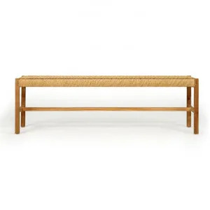 Merino Paper Cord & Teak Timber Bench, 152cm, Sand / Natural by Ambience Interiors, a Benches for sale on Style Sourcebook