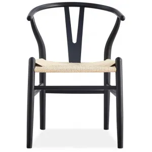 Elburn Beech Timber Replica Hans Wenger Wishbone Chair, Black by Dodicci, a Dining Chairs for sale on Style Sourcebook