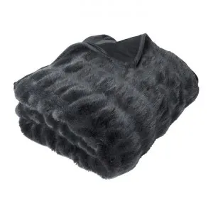 Quebec Faux Fur Throw, 150x125cm, Charcoal by A.Ross Living, a Throws for sale on Style Sourcebook