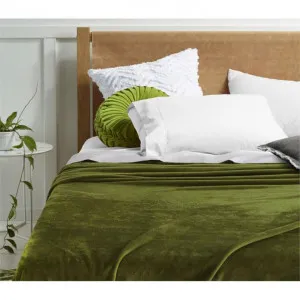 Accessorize Super Soft Blanket, Quee / King, Moss Green by Accessorize Bedroom Collection, a Throws for sale on Style Sourcebook