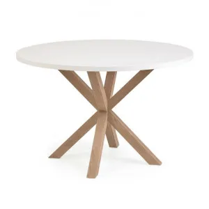 Bromley Engineered Wood & Steel Round Dining Table, 120cm, White / Natural by El Diseno, a Dining Tables for sale on Style Sourcebook