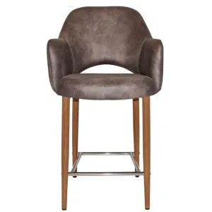 Albury Commercial Grade Eastwood Fabric Counter Stool with Arm, Metal Leg, Donkey / Light Oak by Eagle Furn, a Bar Stools for sale on Style Sourcebook