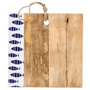 Atlantic Fish Enamelled Mango Wood Square Chopping Board, 30cm by Casa Uno, a Chopping Boards for sale on Style Sourcebook