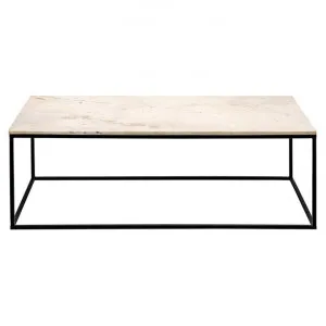 Allons Marble Topped Iron Coffee Table, 120cm, White / Black by Casa Sano, a Coffee Table for sale on Style Sourcebook