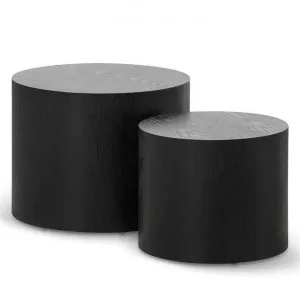 Gladstone 2 Piece Wooden Round Coffee Table Set, 48/38cm, Black by Conception Living, a Coffee Table for sale on Style Sourcebook